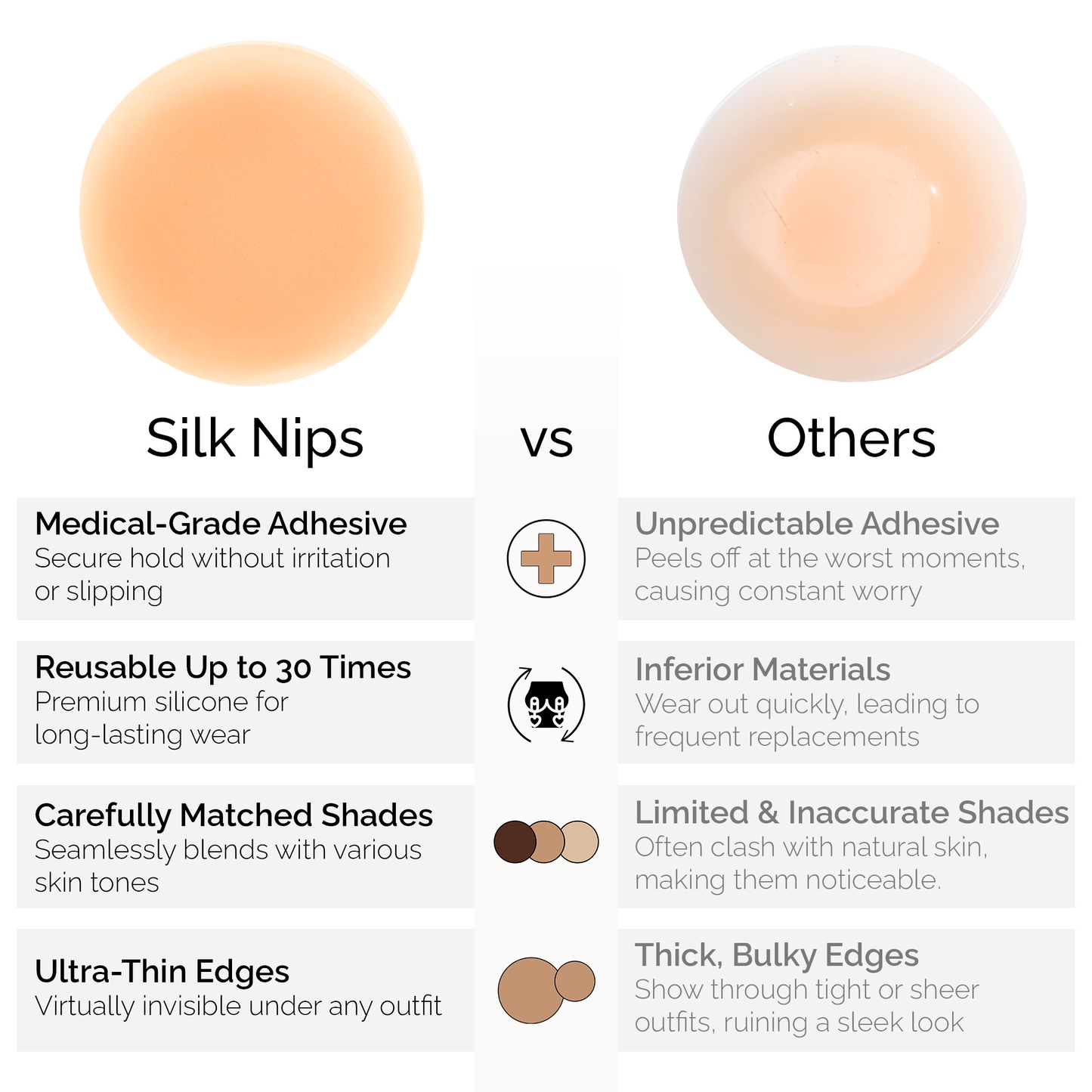 Silk Nips Luxury Silicone Nipple Covers - Reusable, Invisible, Waterproof Breast Petals Boob Covers, Adhesive Nipple Pasties Sweat-Resistant for All-Day Comfort Nipple Covers for Women (Caramel)