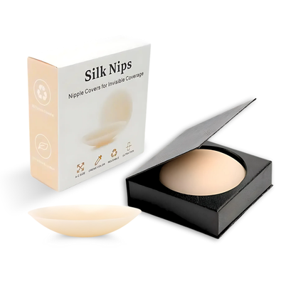 Silk Nips Luxury Silicone Nipple Covers - Reusable, Invisible, Waterproof Breast Petals Boob Covers, Adhesive Nipple Pasties Sweat-Resistant for All-Day Comfort Nipple Covers for Women (Creme)