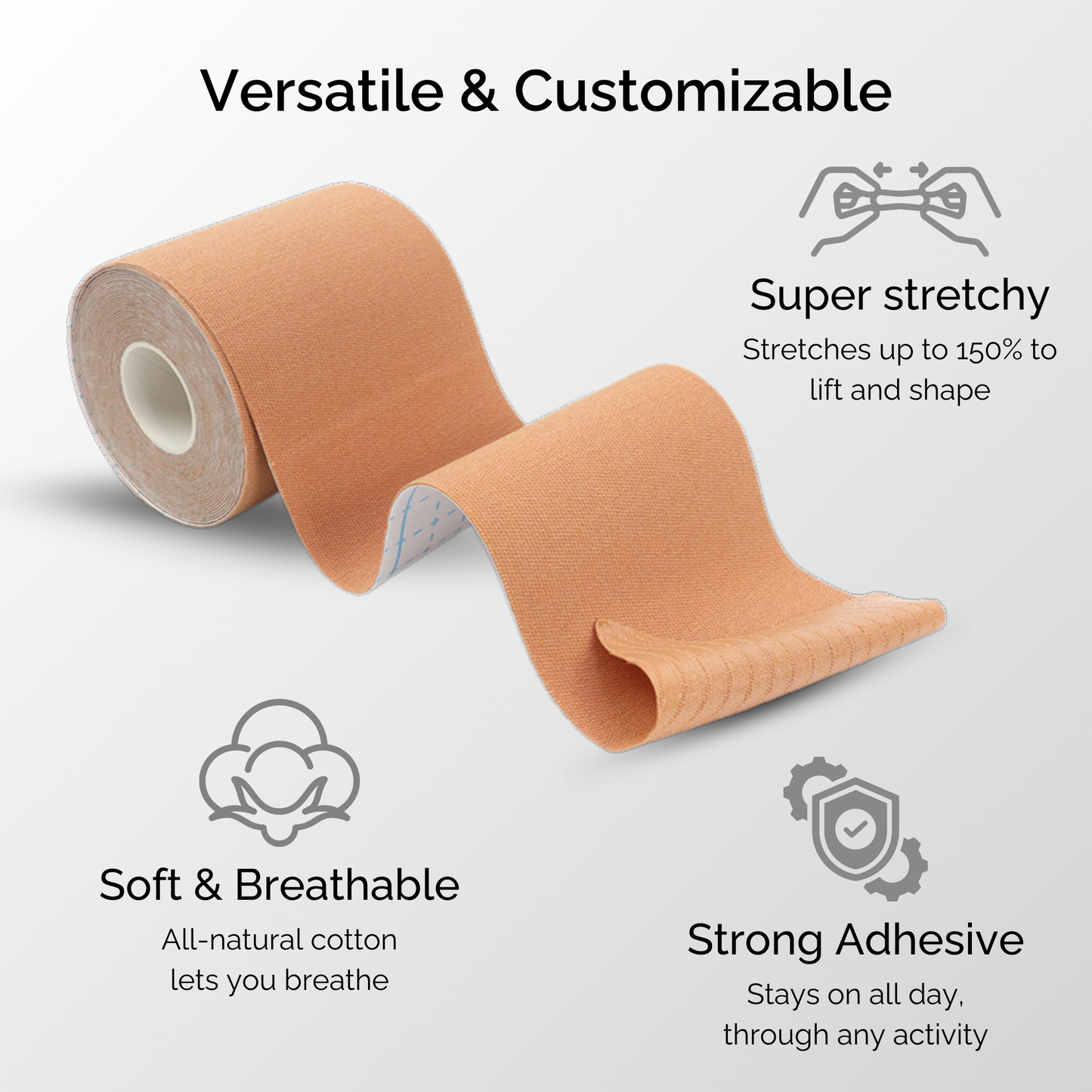 Silk Nips Boob Tape for Women - Adhesive, Waterproof, Sweat Resistant Breast Tape for A-G Cup, Premium 3-Inch Wide Body Tape (Caramel)