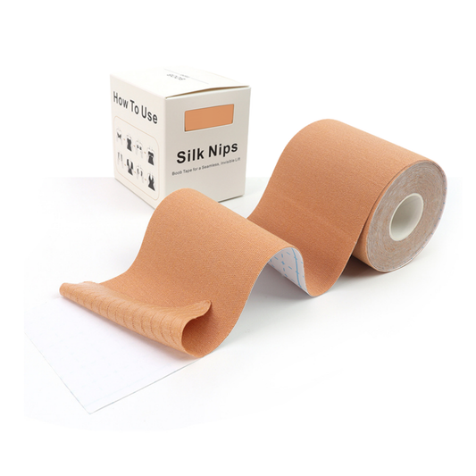 Silk Nips Boob Tape for Women - Adhesive, Waterproof, Sweat Resistant Breast Tape for A-G Cup, Premium 3-Inch Wide Body Tape (Caramel)