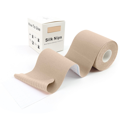 Silk Nips Boob Tape for Women - Adhesive, Waterproof, Sweat Resistant Breast Tape for A-G Cup, Premium 3-Inch Wide Body Tape (Creme)