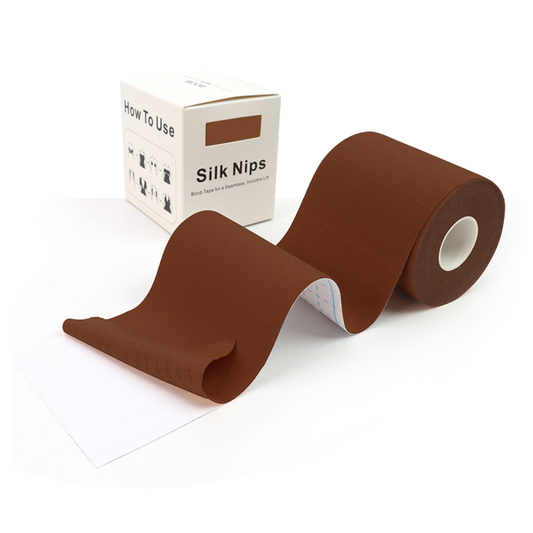 Silk Nips Boob Tape for Women - Adhesive, Waterproof, Sweat Resistant Breast Tape for A-G Cup, Premium 3-Inch Wide Body Tape (Mocha)