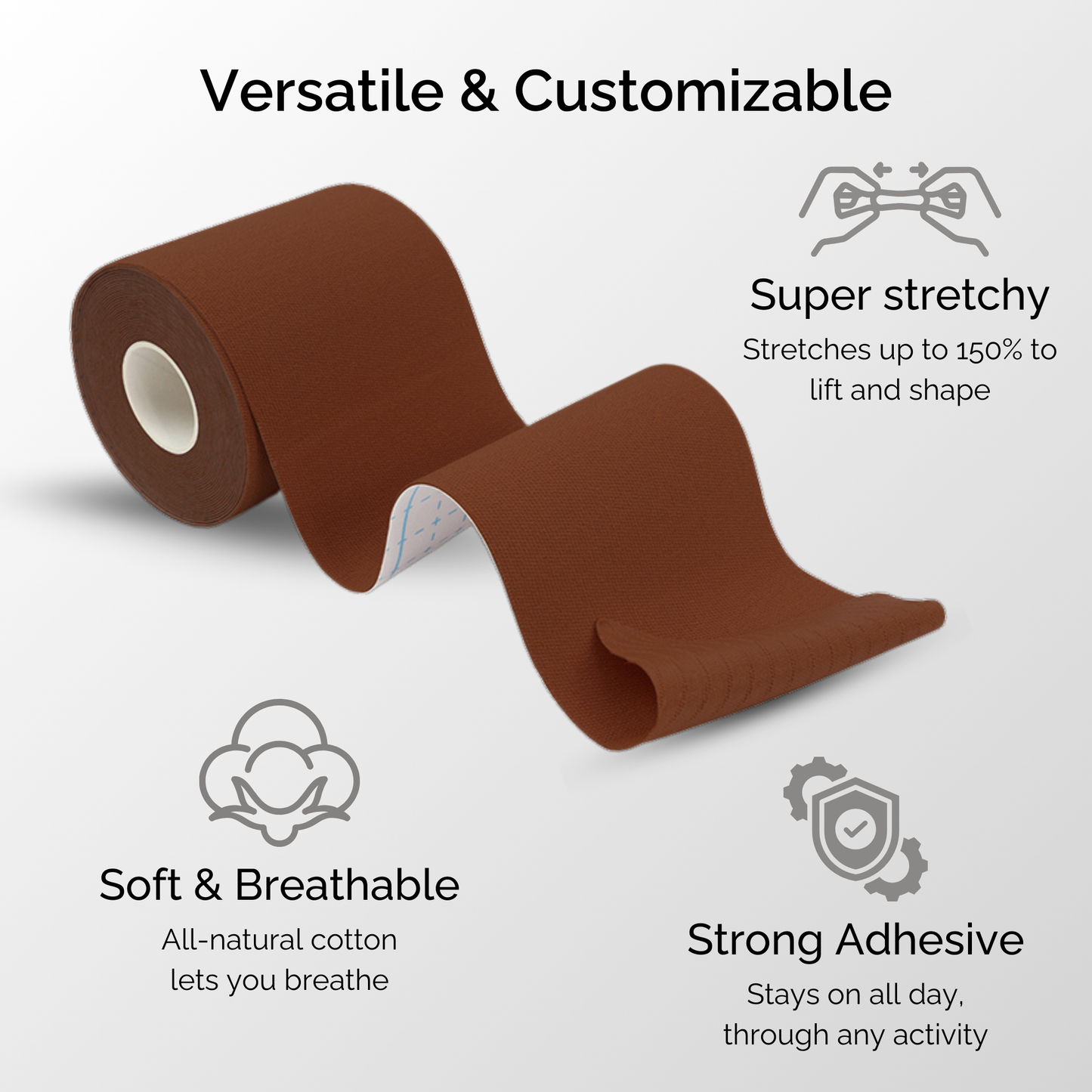 Silk Nips Boob Tape for Women - Adhesive, Waterproof, Sweat Resistant Breast Tape for A-G Cup, Premium 3-Inch Wide Body Tape (Mocha)
