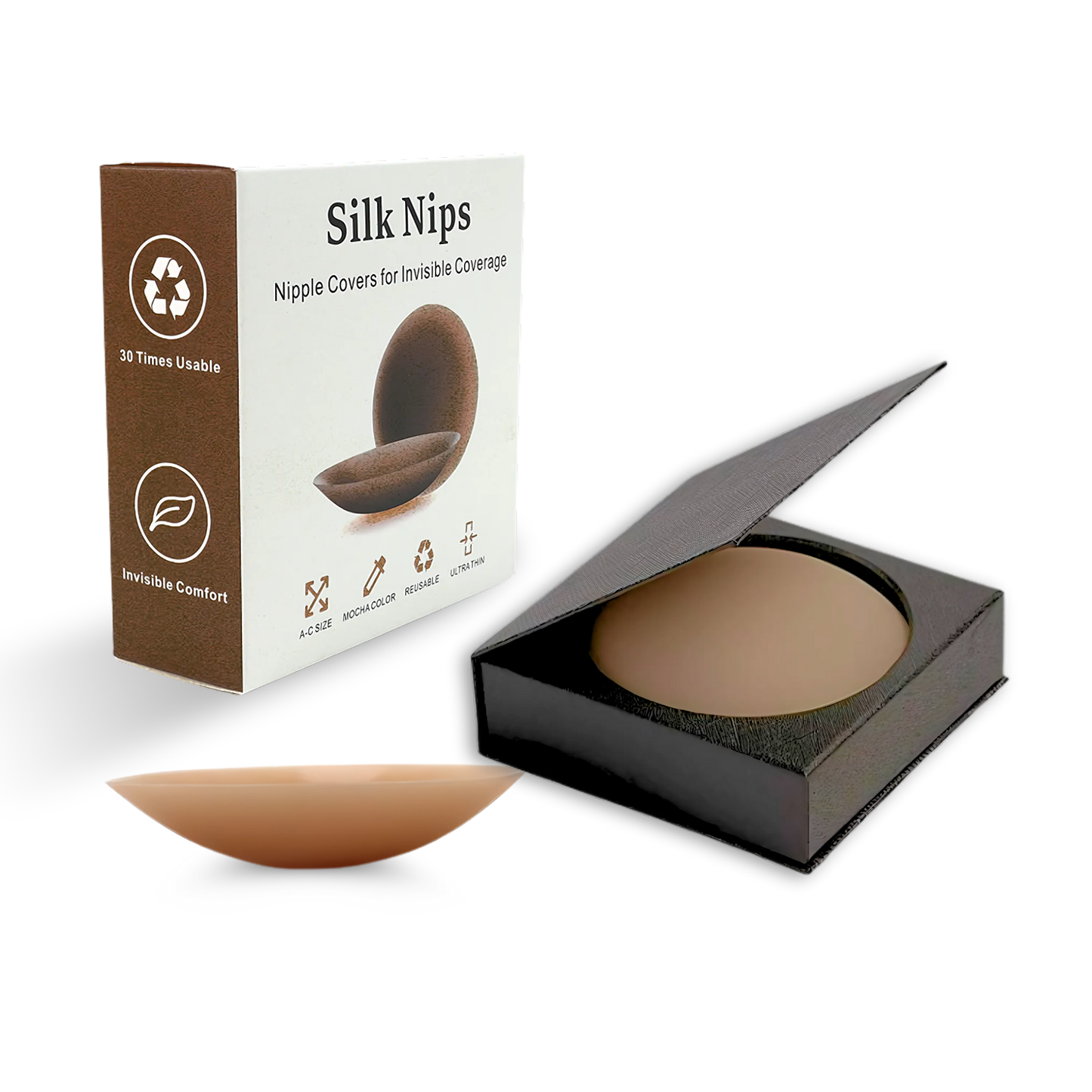 Silk Nips Silicone Nipple Covers (Mocha) – Reusable, Invisible & Sweat-Resistant